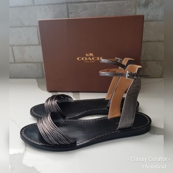 Like new! COACH Melynda metallic nappa sandals - Picture 2 of 5